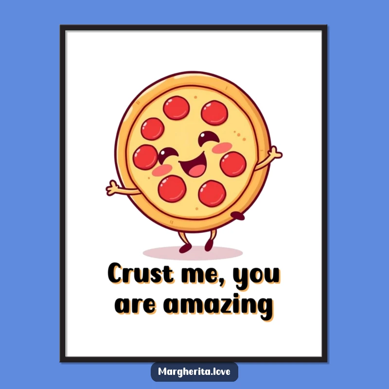 Funny Free Printable Wall Art: Cartwheeling Pizza Downloadable Art