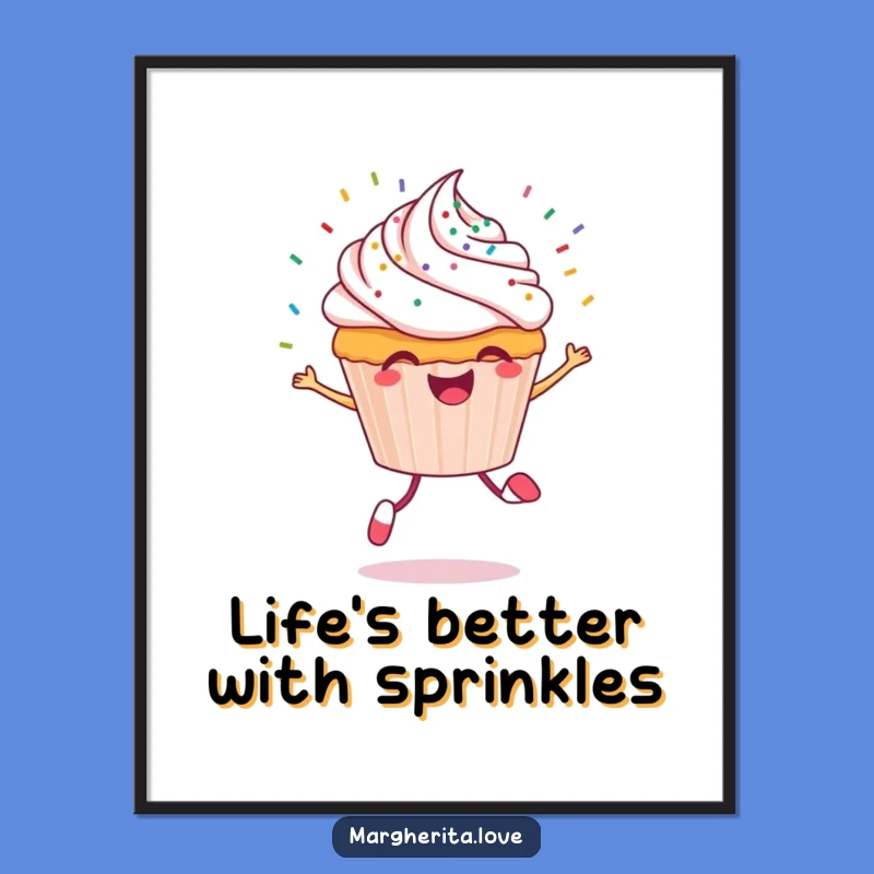 Free Printable Cupcake Wall Art: Funny Skipping Sprinkles, Downloadable Art for a Sweet Space!