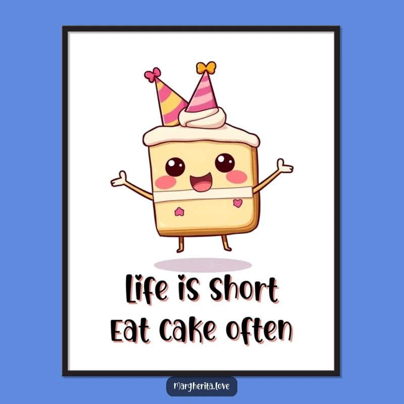 Free Printable Wall Art: Bouncing Cake Funny Downloadable Decor for Cafes