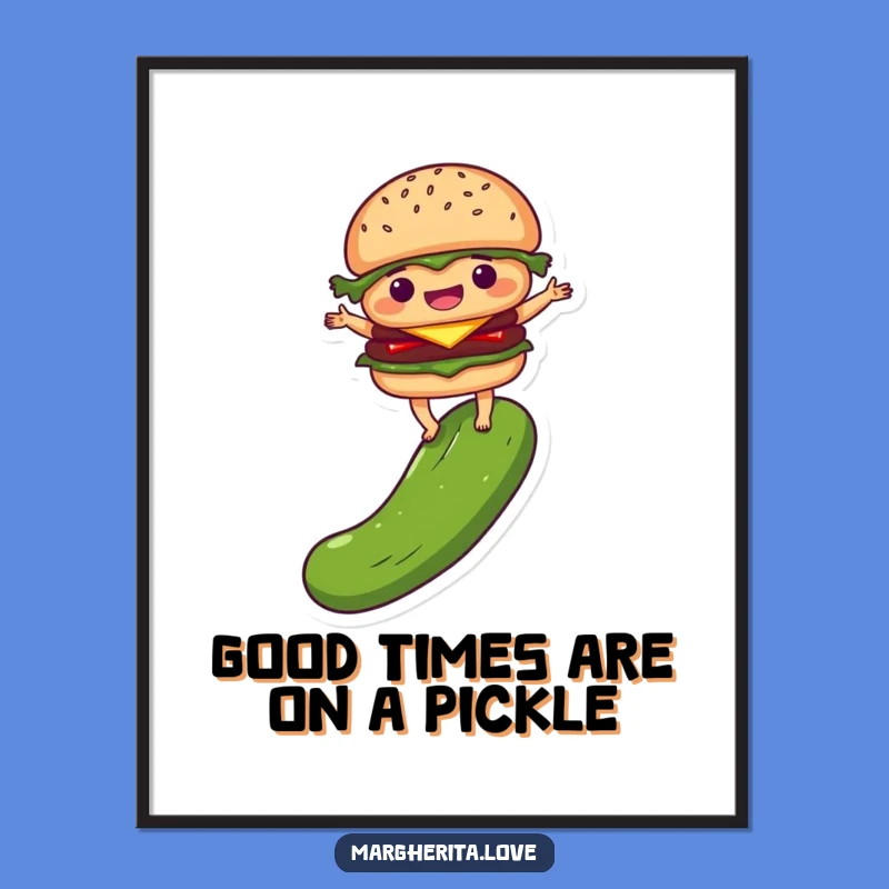 Free Printable Wall Art: Burger Balancing Act - Quirky & Funny Decor