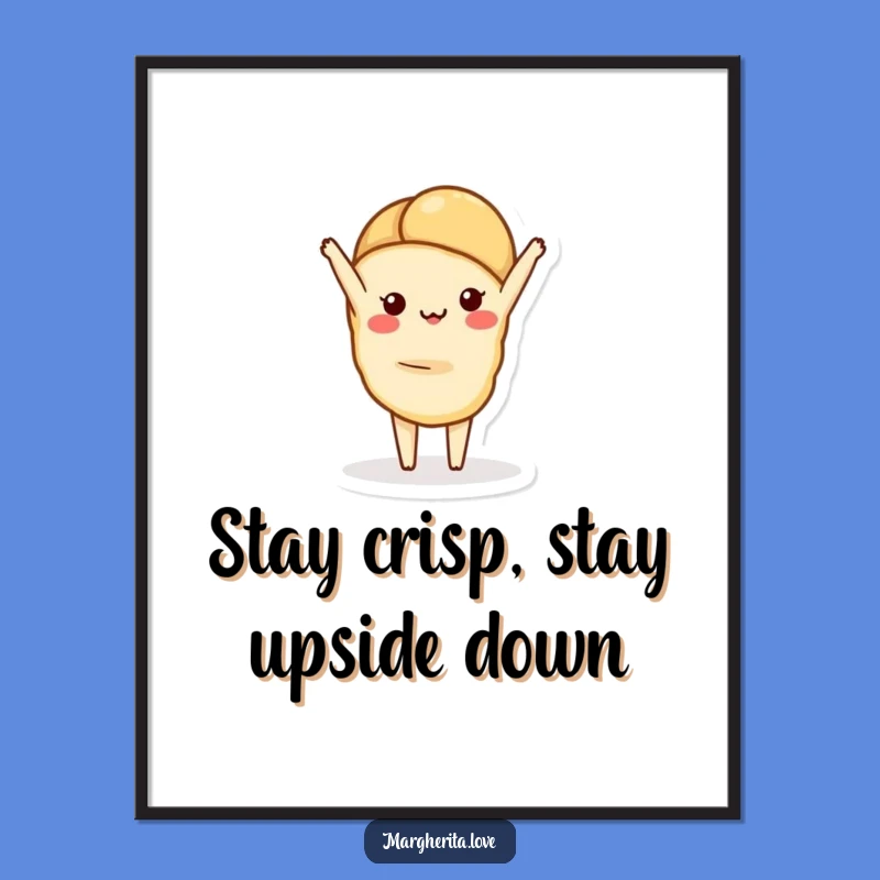Free Printable Wall Art: Humorous Handstand Croissant Downloadable Decor for Bakeries