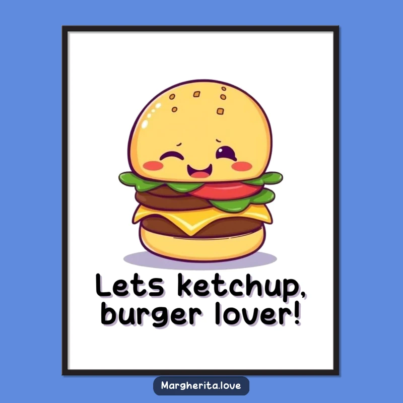 Free Printable Wall Art: Winking Cheeseburger Funny Humorous Downloadable Decor