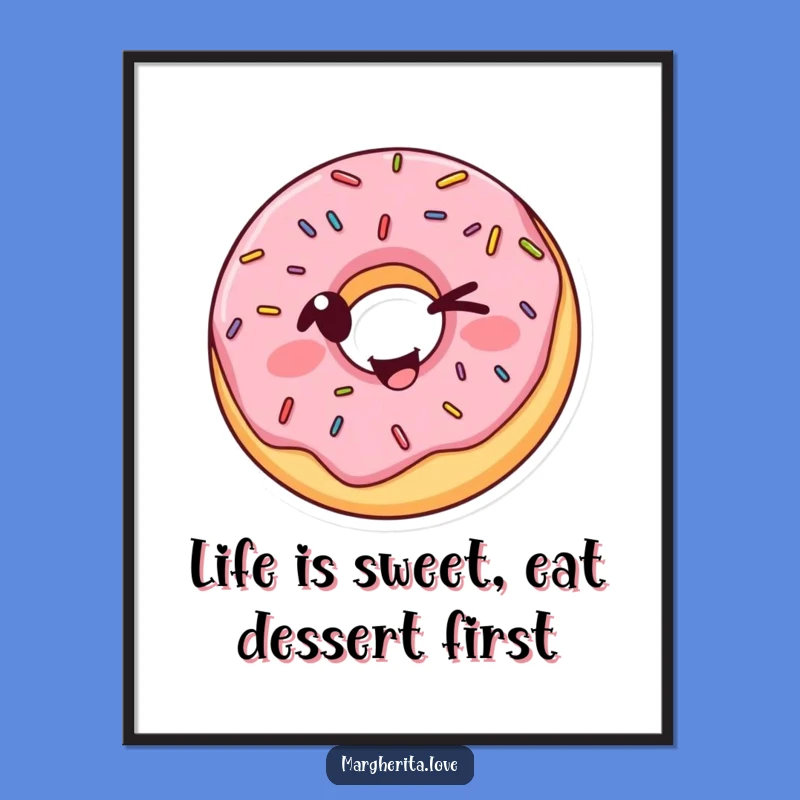 Free Printable Winking Donut Wall Art Funny Downloadable Decor for Kitchen or Office