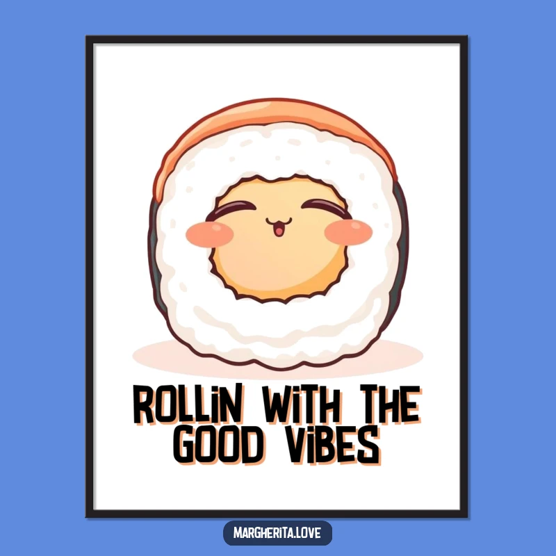 Funny Free Printable Wall Art: Cozy Sushi Roll Downloadable Art