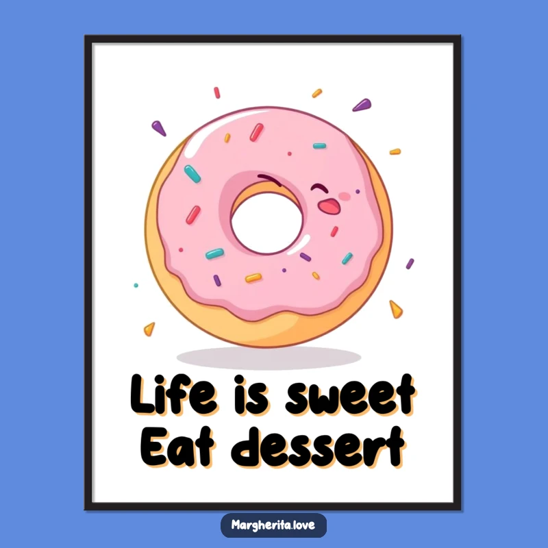 Funny Free Printable Wall Art: Delighted Donut Spinning with Joy Downloadable Art