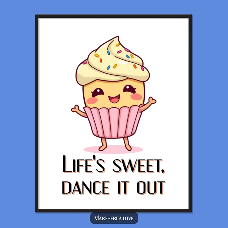 Funny Free Printable Wall Art: Giggling Cupcake Humorous Downloadable Decor