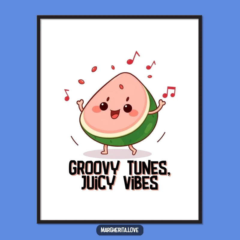 Funny Free Printable Wall Art: Groovy Watermelon - Retro Downloadable Art for Kitchen Decor