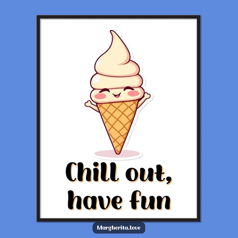 Funny Free Printable Wall Art: Ice Cream Headstand Decor Downloadable Art