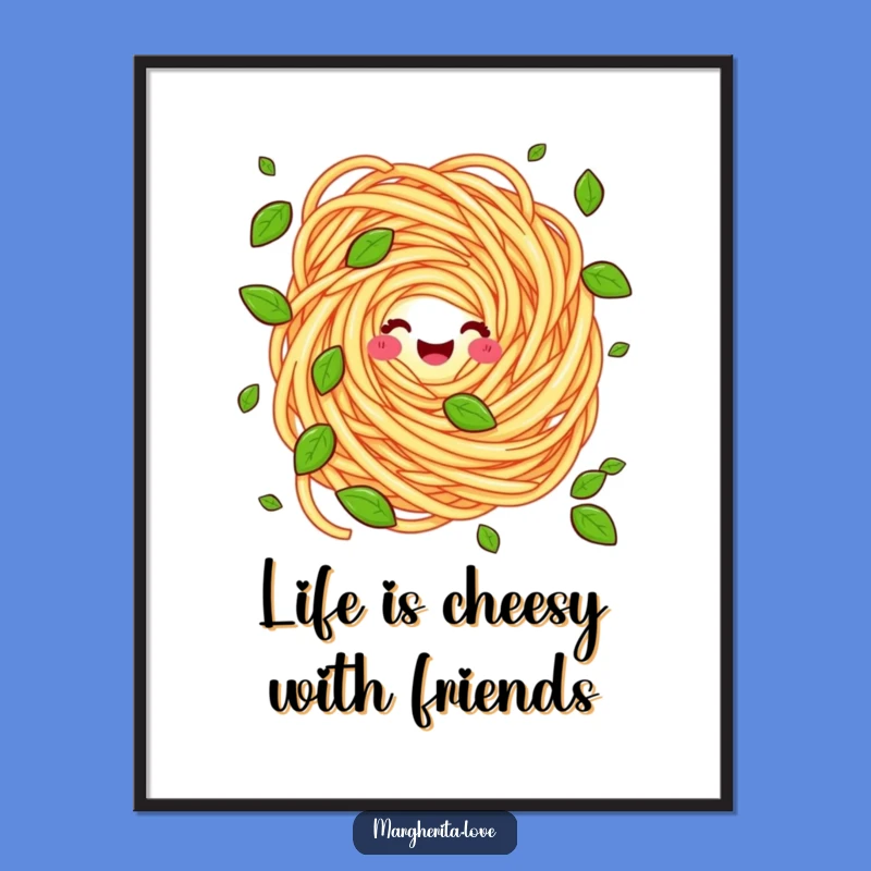 Funny Free Printable Wall Art: Pasta Swirl Juggling Basil, Quirky Downloadable Decor Piece