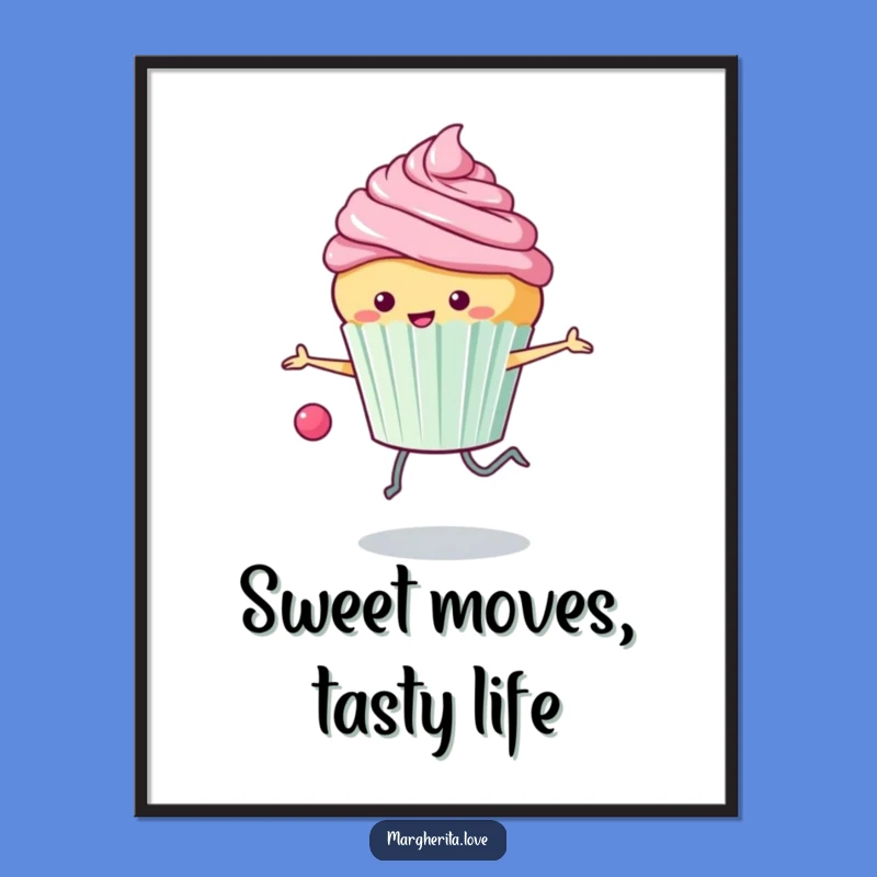 Funny Free Printable Wall Art: Skipping Cupcake - Whimsical Downloadable Art for Kitchen Decor
