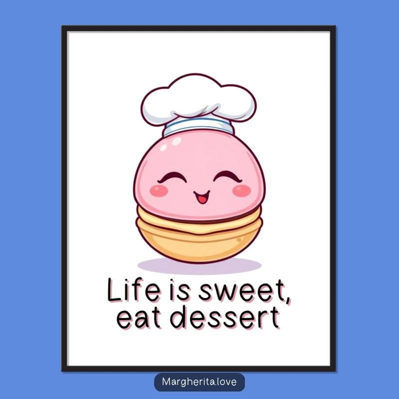 Funny Free Printable Wall Art: Winking Macaron Chef, Downloadable Humorous Decor