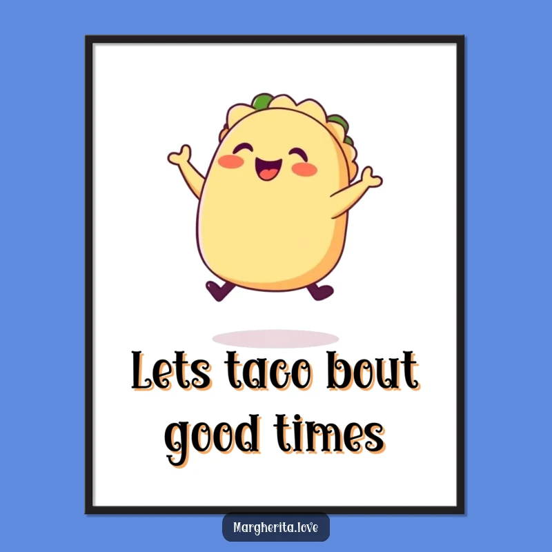 Funny Free Printable Wall Art: Jumping Taco Downloadable Art