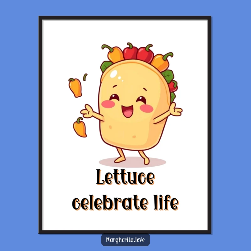 Funny Free Printable Wall Art: Taco Juggling Peppers, Downloadable Humorous Home Decor
