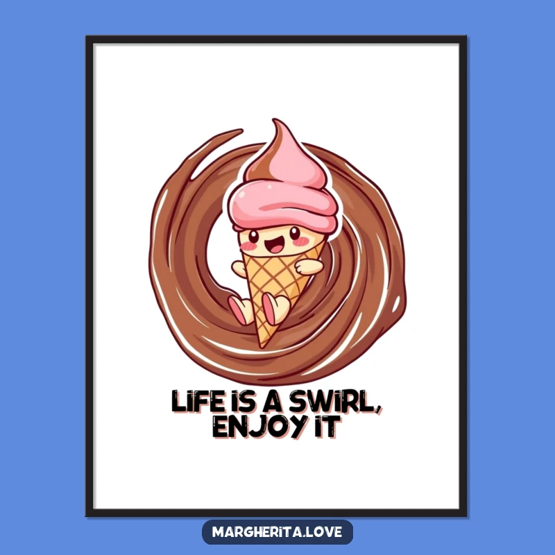 Funny Free Printable Wall Art: Ice Cream Slide, Chocolate Swirl, Downloadable Fun Decor