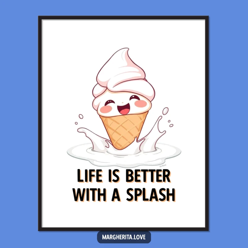 Free Printable Wall Art: Giggling Ice Cream Splashing Fun - Quirky Decor