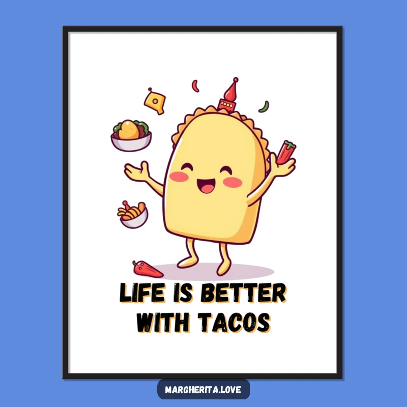 Free Printable Taco Juggling Wall Art - Funny Downloadable Decor Gift