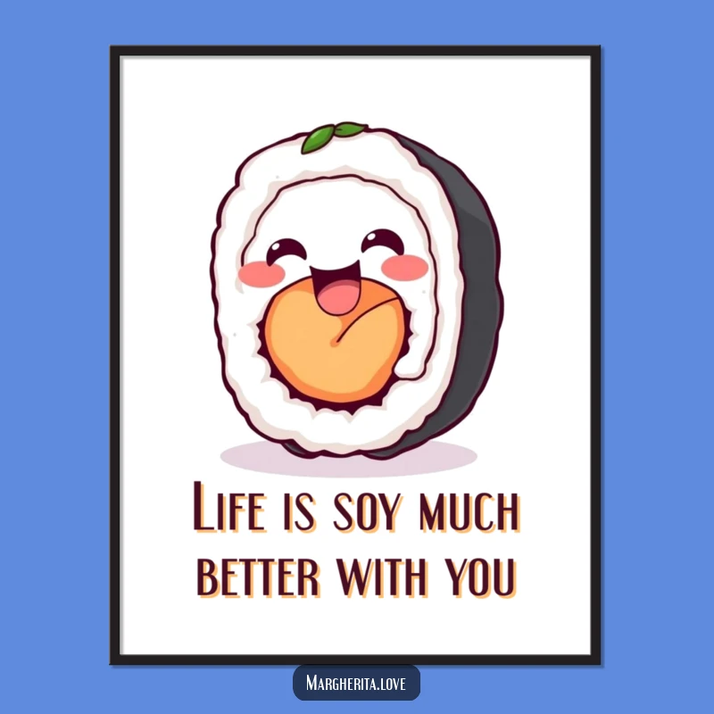 Free Printable Wall Art: Wiggling Sushi Funny Humorous Downloadable Decor