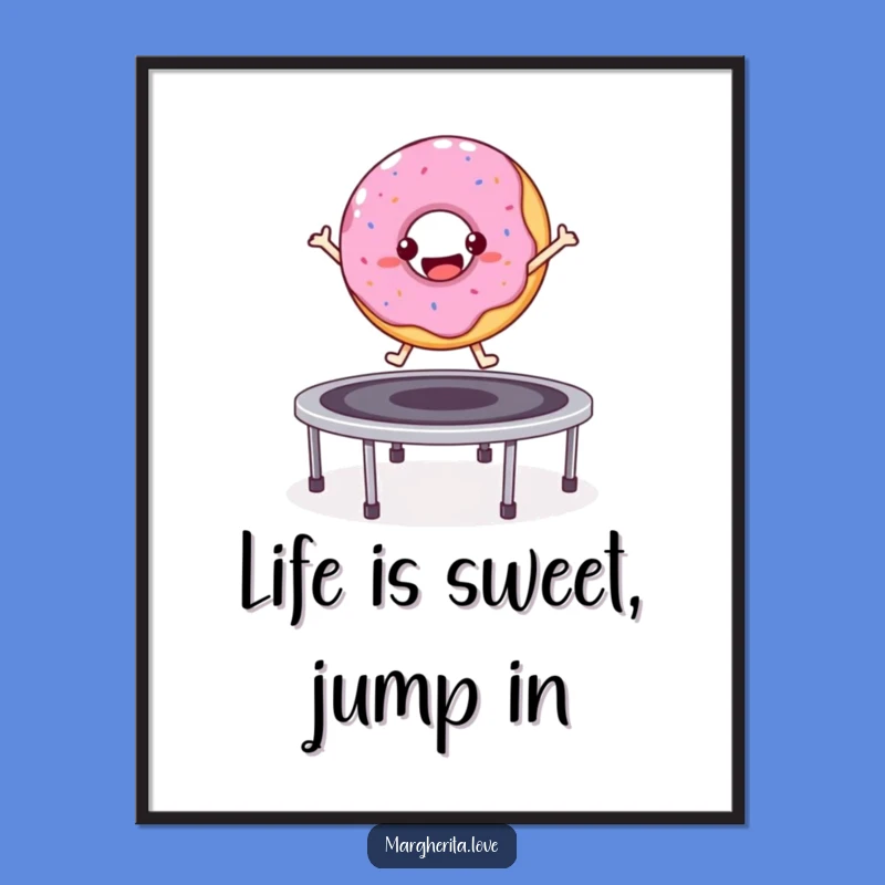 Free Printable Wall Art: Energetic Donut Trampoline Fun, Downloadable Decor