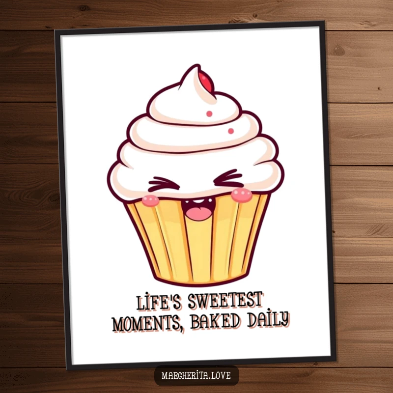 Funny free printable wall art: a delightful cupcake winks cheekily, adding a humorous and charming touch to home decor.