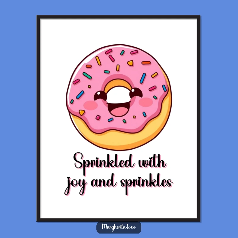 Funny Free Printable Wall Art: Donut Character, Sprinkle Smile, Downloadable Quirky Decor