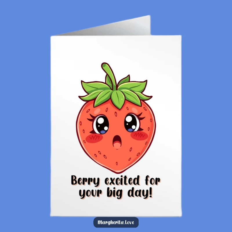 Free Printable Birthday Card: Surprised Strawberry Funny Downloadable Gift for Foodies