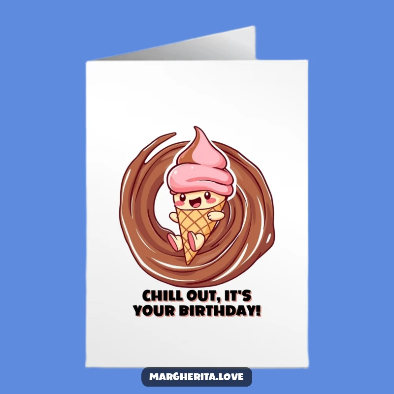 Free Printable Birthday Card: Ice Cream Slide, Chocolate Fun, Downloadable Gift