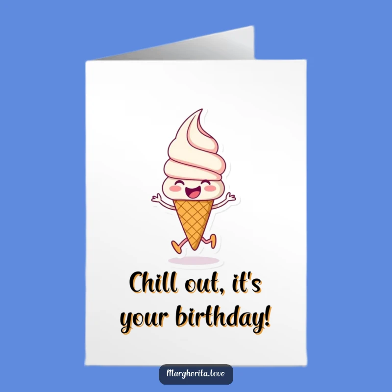 Free Printable Birthday Card: Happy Ice Cream Skip Funny Downloadable Gift