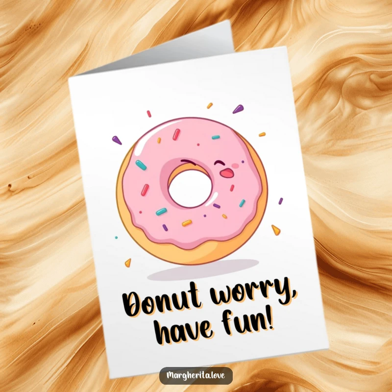 Funny Free Printable birthday card: A joyful donut mid-spin, radiating pure delight and celebration.
