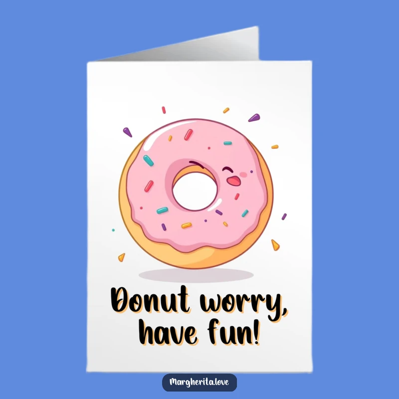 Free Printable Birthday Card: Delighted Donut Spinning with Joy Funny Downloadable Gift