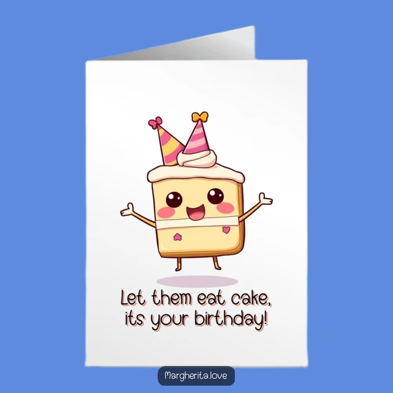 Free Printable Birthday Card: Bouncing Cake Funny Downloadable Gift for Party Lovers
