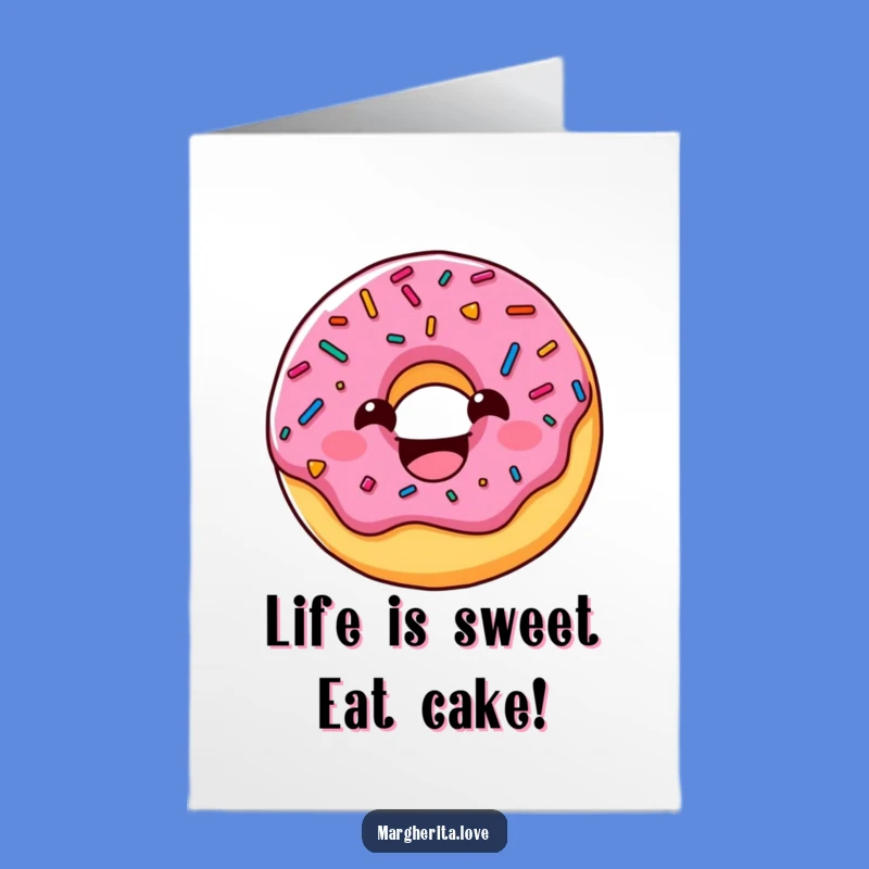 Free Printable Birthday Card: Funny Donut Character, Sprinkle Joyful Grin, Downloadable Gift