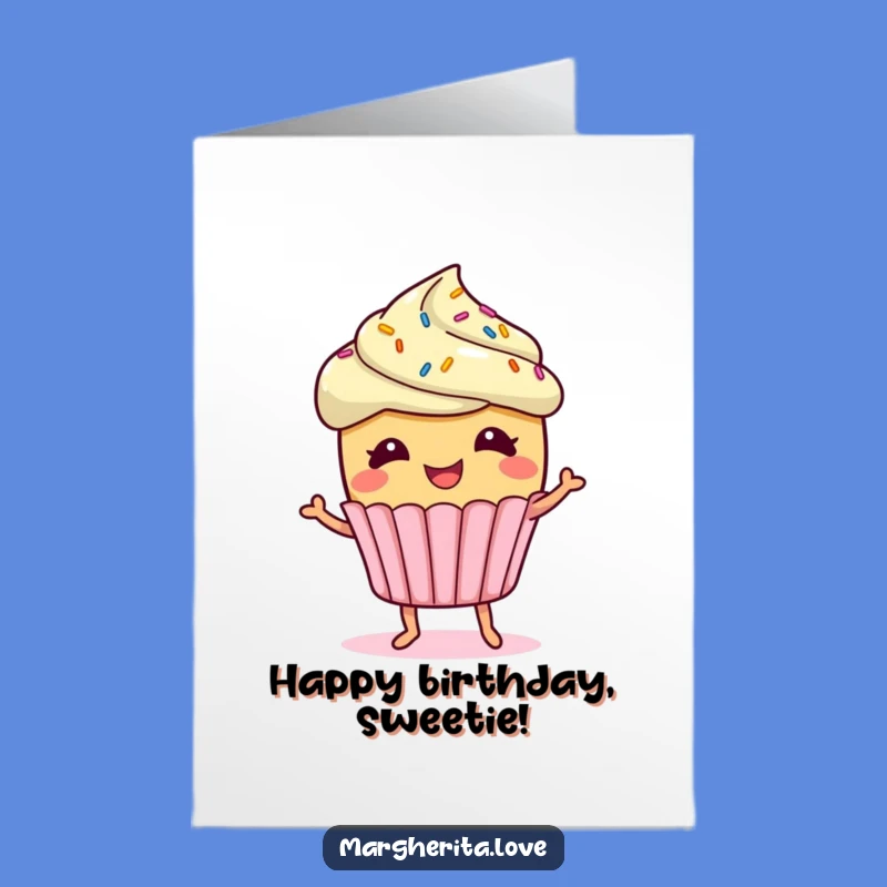 Free Printable Birthday Card: Giggling Cupcake Funny Downloadable Gift