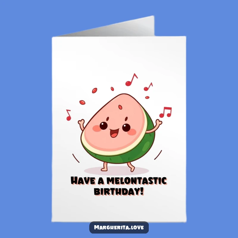 Free Printable Birthday Card: Groovy Watermelon Music - Funny Downloadable Birthday Gift