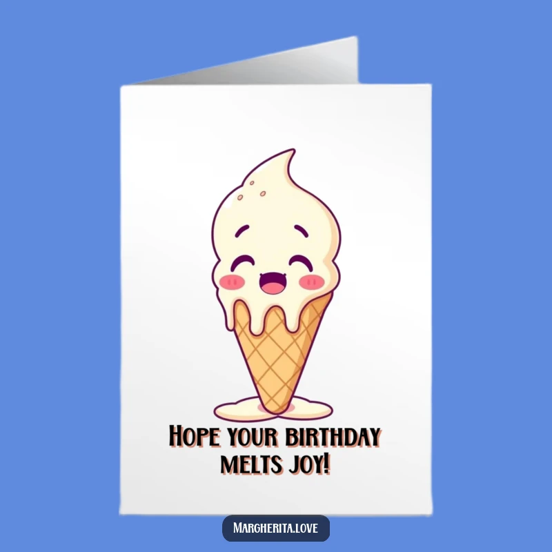 Free Printable Birthday Card: Melting Ice Cream Funny Downloadable Gift for Sweeties