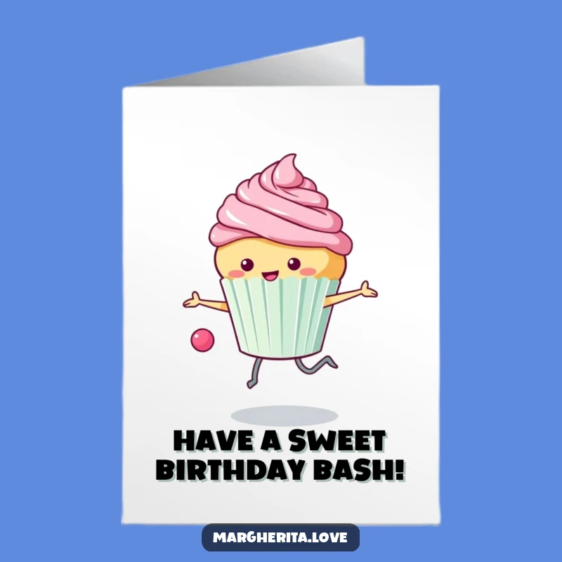 Free Printable Birthday Card: Skipping Cupcake - Funny & Sweet Downloadable Birthday Gift