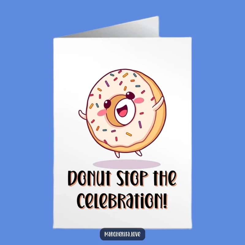 Free Printable Donut Cartwheel Birthday Card: Funny Downloadable Sweet Gift