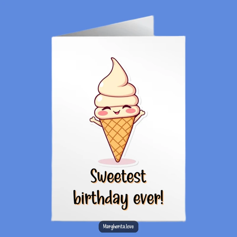 Free Printable Funny Birthday Card: Ice Cream Headstand Downloadable Gift
