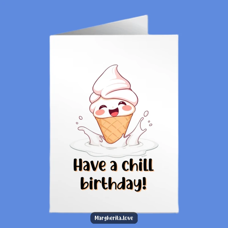 Free Printable Birthday Card: Giggling Ice Cream Splashing Fun - Downloadable