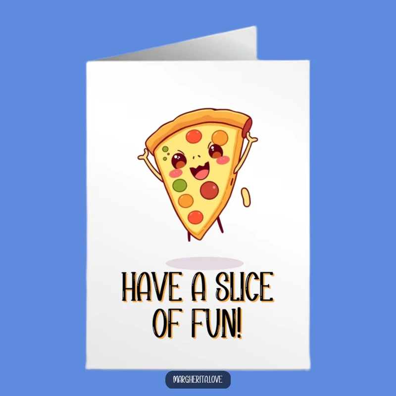 Free Printable Birthday Card: Pizza Slice Cartwheel Fun
