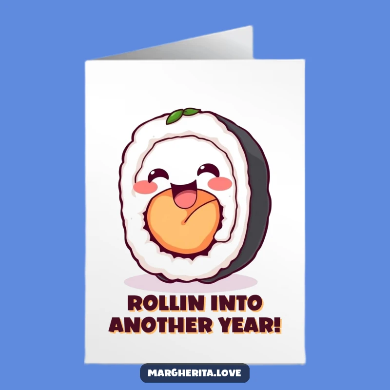 Free Printable Birthday Card: Wiggling Sushi Funny Downloadable Gift