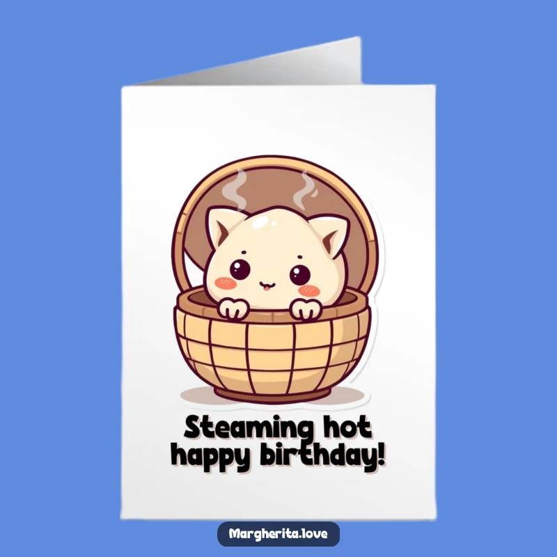 Free Printable Funny Birthday Card: Curious Dumpling Peek Downloadable Gift