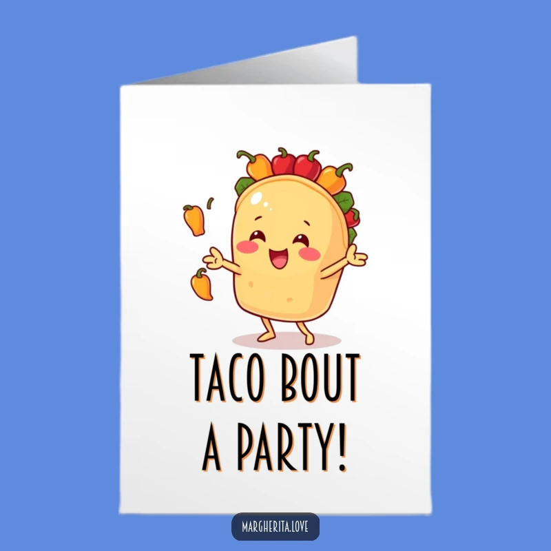 Free Printable Birthday Card: Funny Taco Juggling Peppers, Downloadable DIY Gift