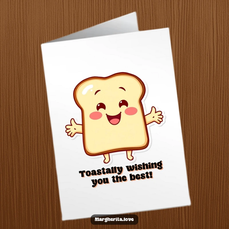 Funny Free Printable Birthday Card featuring a cheerful piece of toast with arms outstretched, ready for a warm, doughy hug.