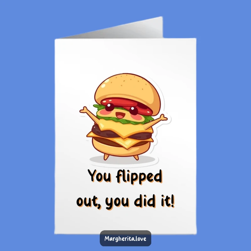 Free Printable Congrats Card: Flipping Burger Downloadable Gift for Awesome News