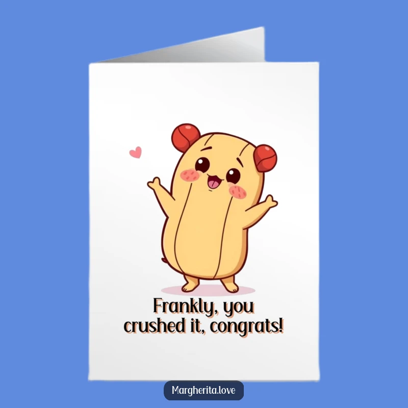 Free Printable Congrats Card: Shimmying Hot Dog Funny Downloadable for Celebrations