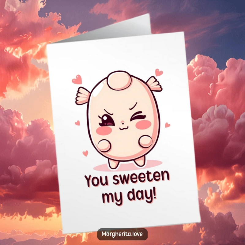 Funny Free Printable congratulations card: A candy character giving a playful, mischievous wink.