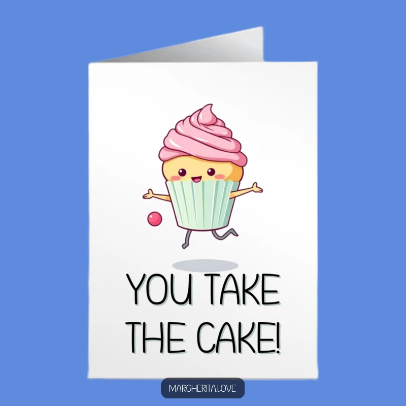 Free Printable Congratulations Card: Skipping Cupcake Celebration - Funny Downloadable Gift