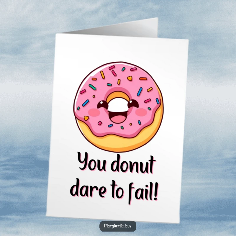 Funny Free Printable Congratulations Card: A delightful donut with vibrant sprinkles offers a wide, infectious grin, celebrating success.