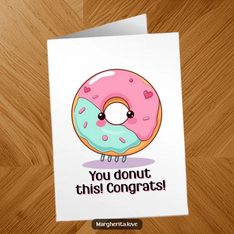 Funny Free Printable Congratulations Card: A gleeful donut spinning on a fork, celebrating any happy occasion.