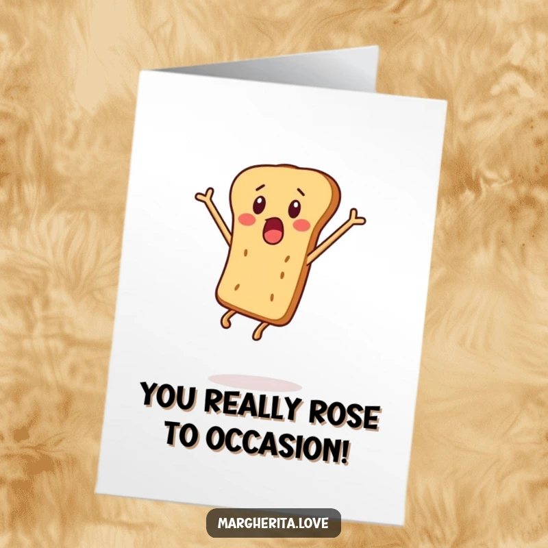 Funny Free Printable Congratulations Card: A surprised breadstick person caught mid-air during an enthusiastic leap, celebrating great news.